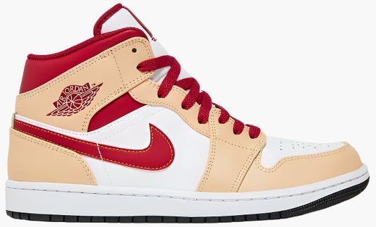 Air Jordan 1 Mid 'Light Curry Cardinal Red'